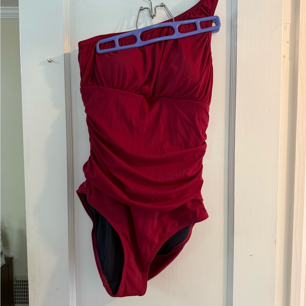 Boden One-Shoulder Red Swimsuit